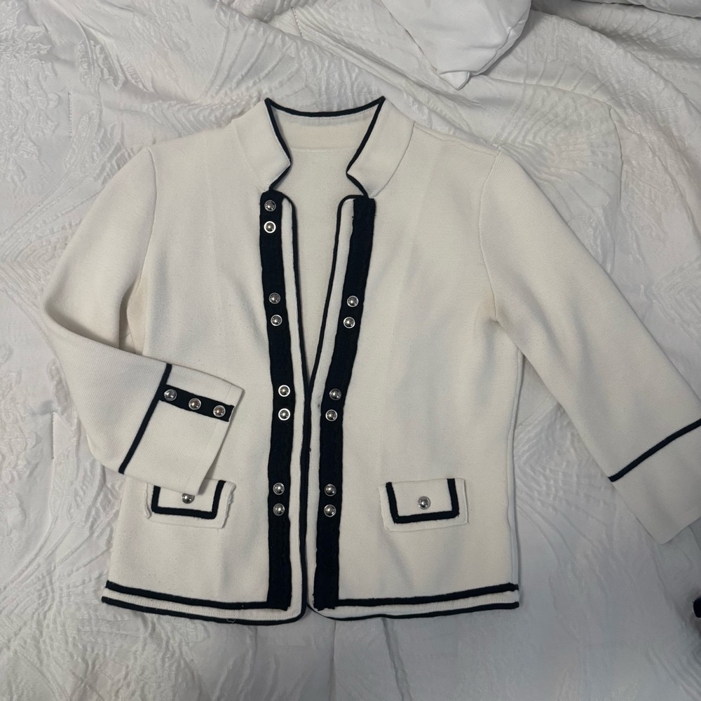 Elegant White and Black Women's Jacket
